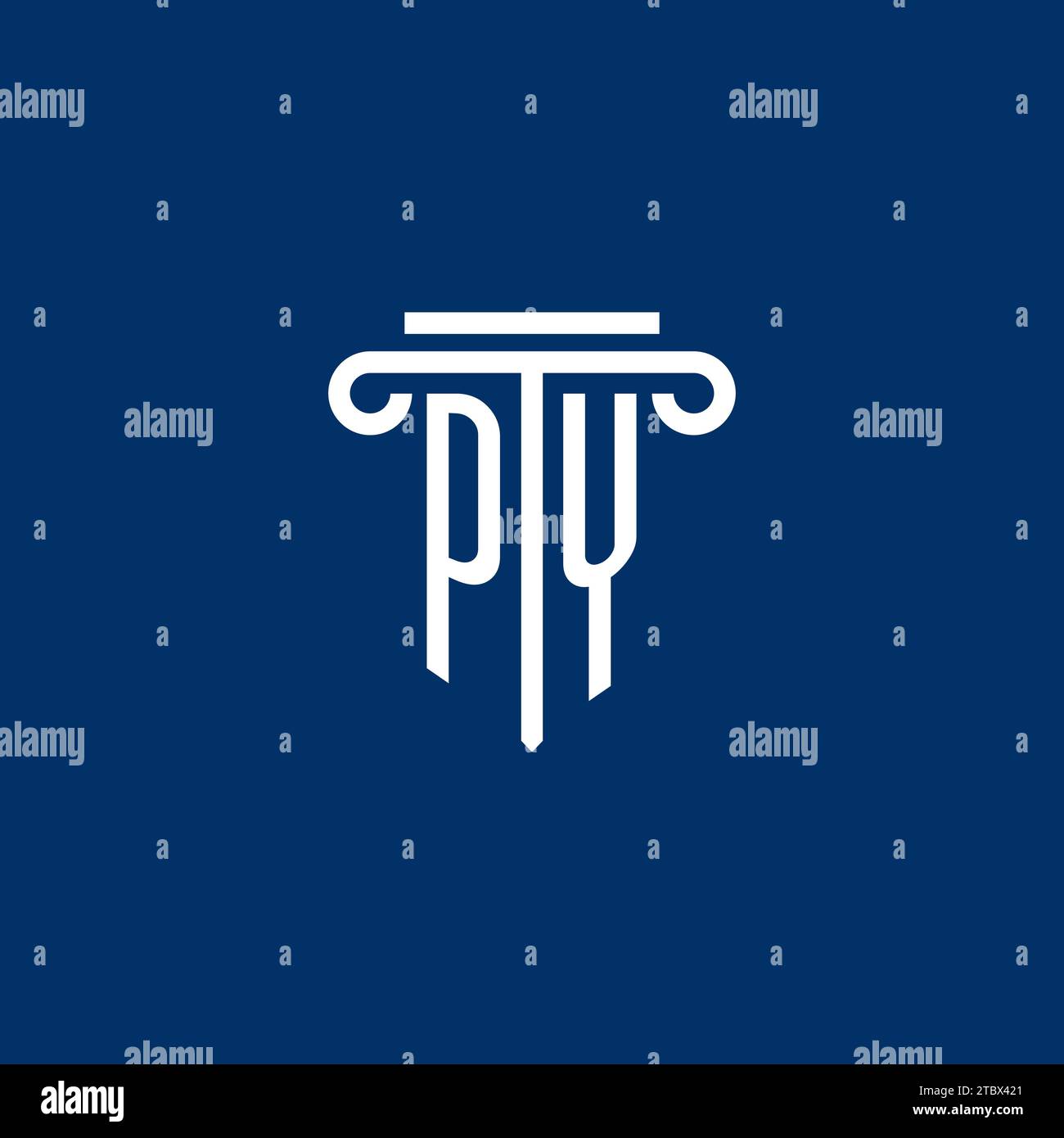 PY initial logo monogram with simple pillar icon design Stock Vector