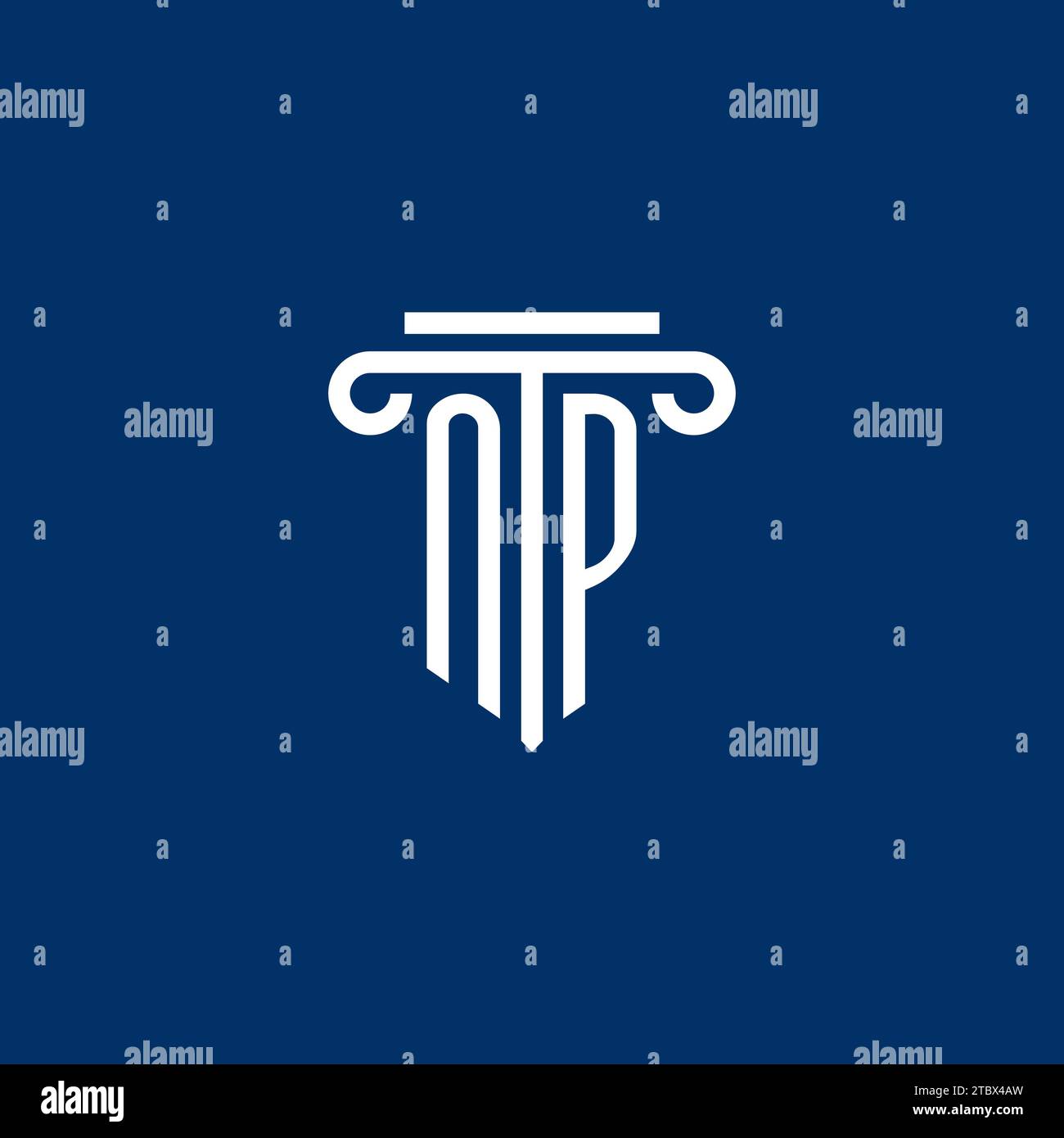 NP initial logo monogram with simple pillar icon design Stock Vector
