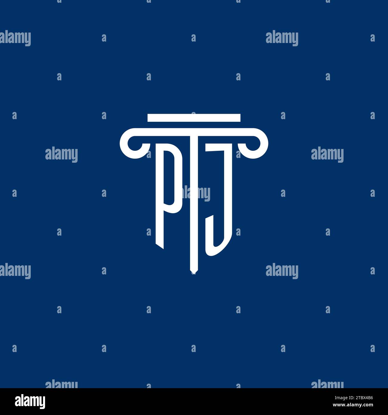 PJ initial logo monogram with simple pillar icon design Stock Vector