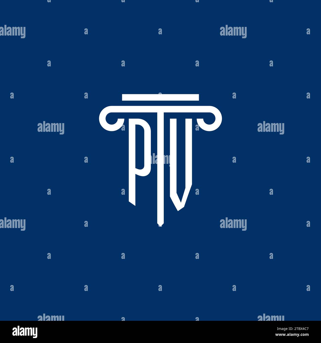 PV initial logo monogram with simple pillar icon design Stock Vector