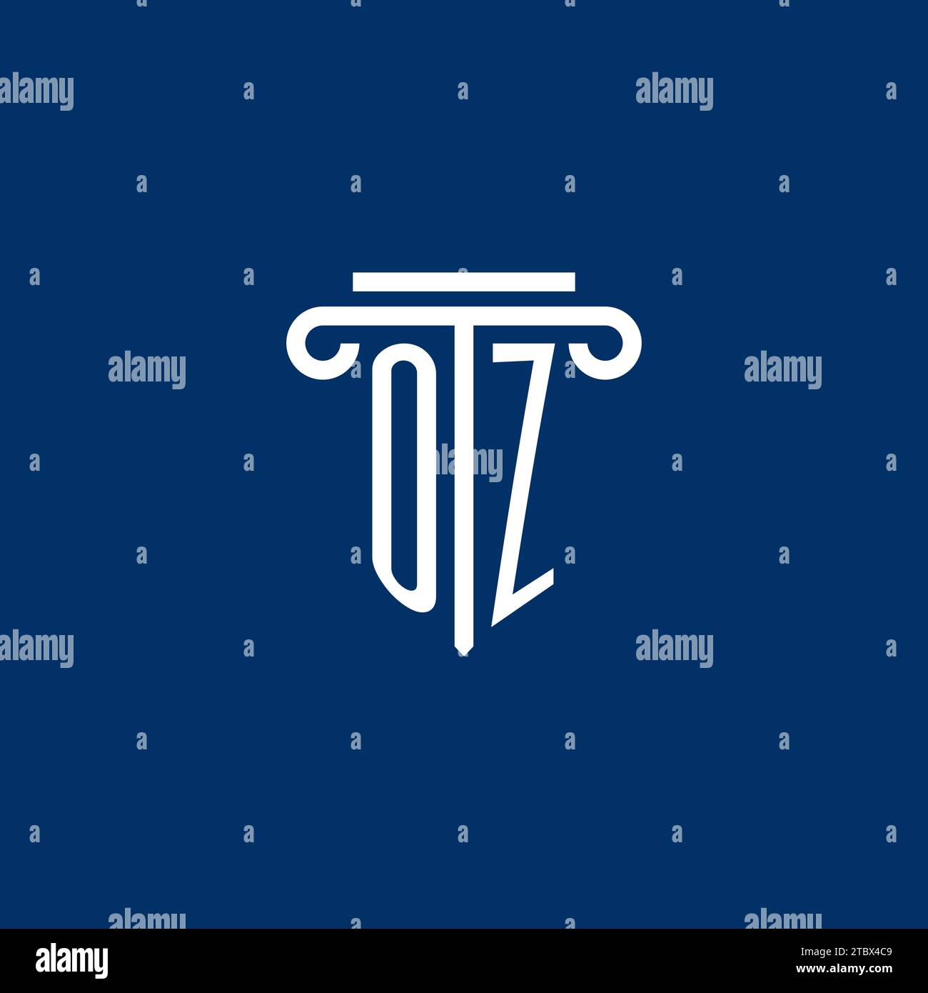 OZ initial logo monogram with simple pillar icon design Stock Vector