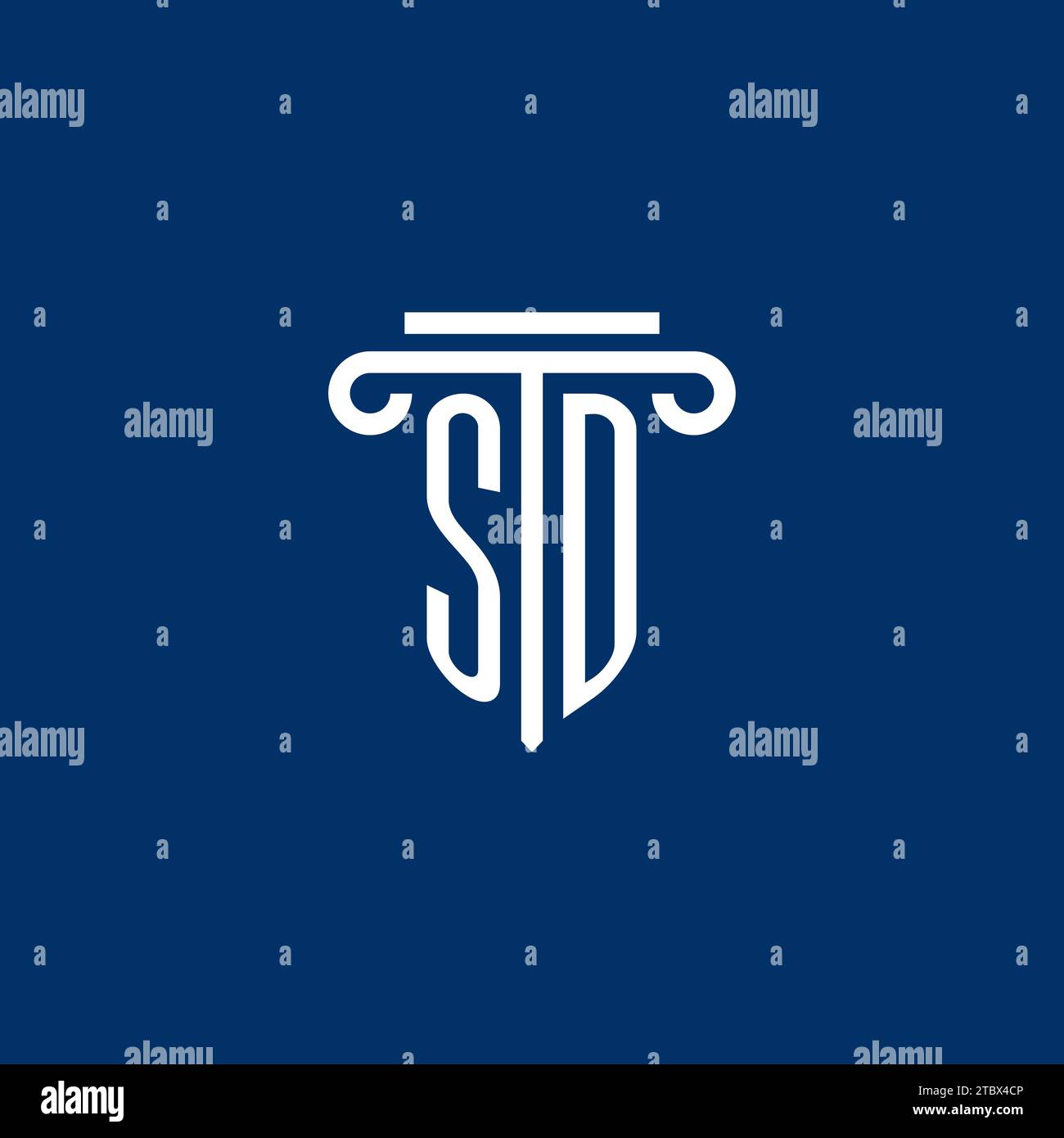 SD initial logo monogram with simple pillar icon design Stock Vector