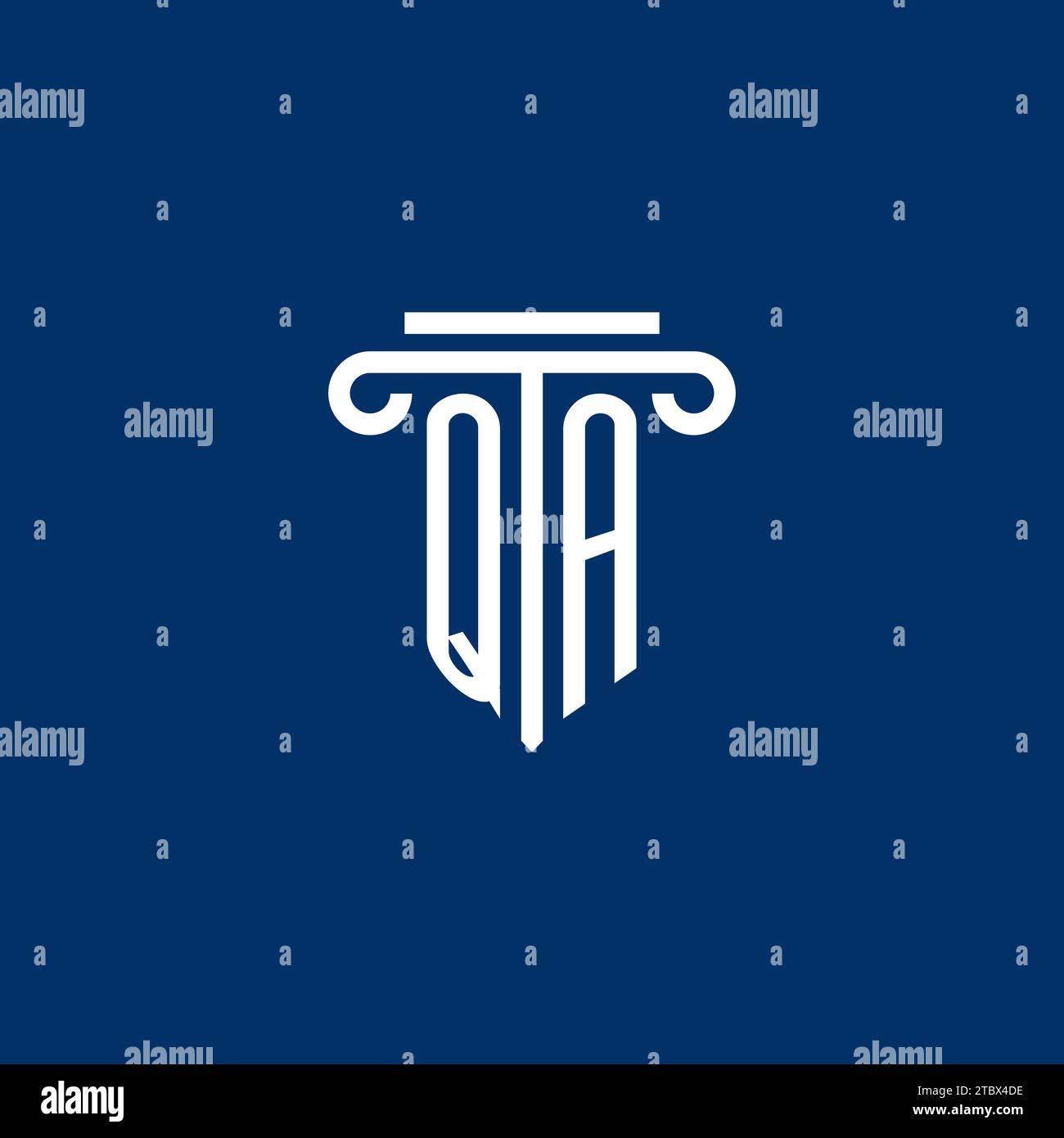 QA initial logo monogram with simple pillar icon design Stock Vector