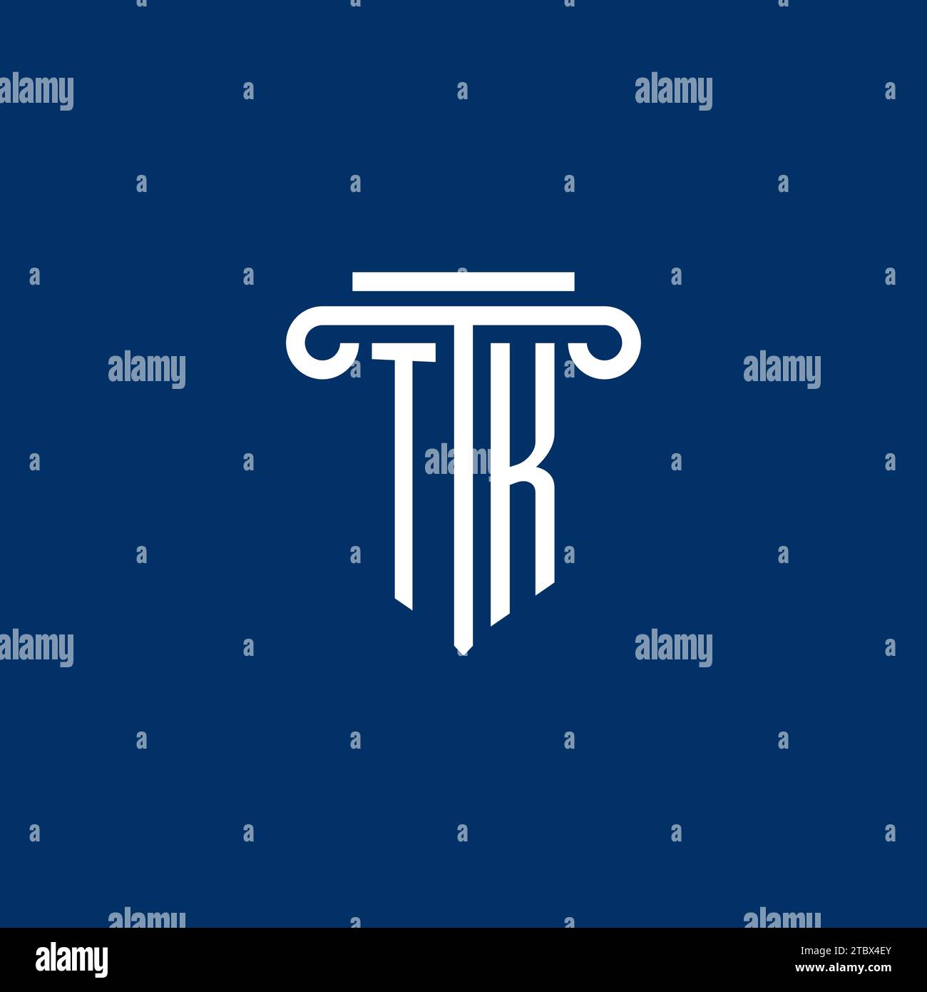 TK initial logo monogram with simple pillar icon design Stock Vector