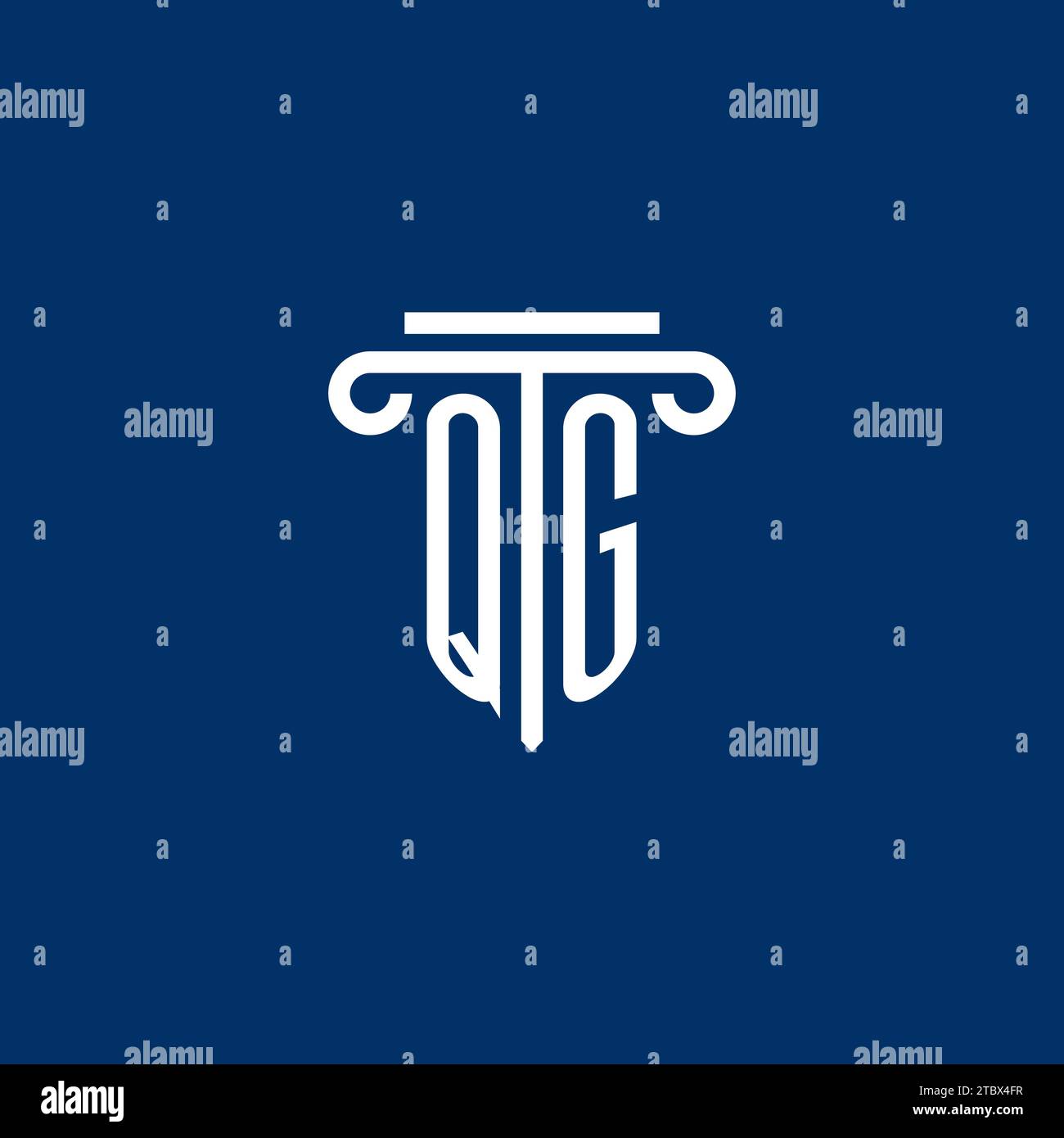 QG initial logo monogram with simple pillar icon design Stock Vector