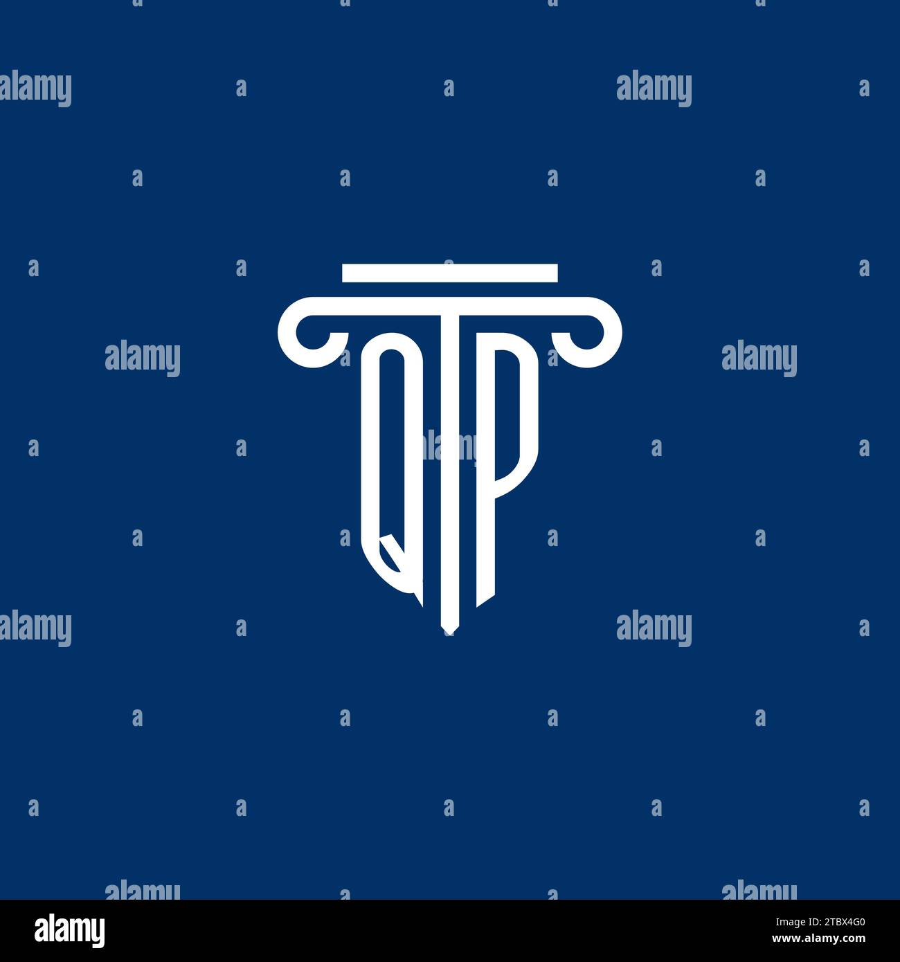 QP initial logo monogram with simple pillar icon design Stock Vector