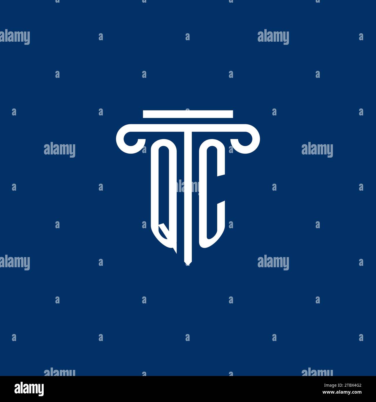 QC initial logo monogram with simple pillar icon design Stock Vector ...