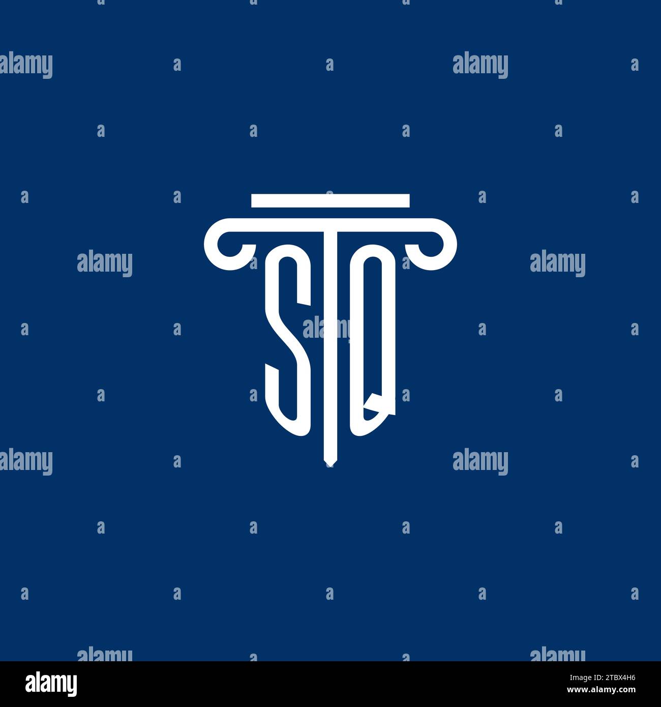 SQ initial logo monogram with simple pillar icon design Stock Vector