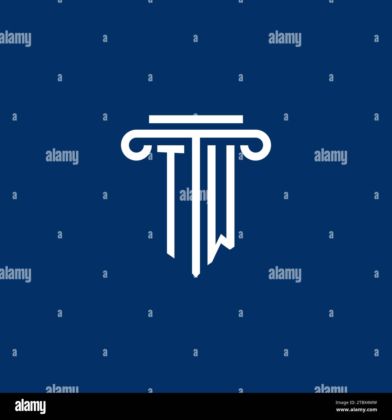 TW initial logo monogram with simple pillar icon design Stock Vector