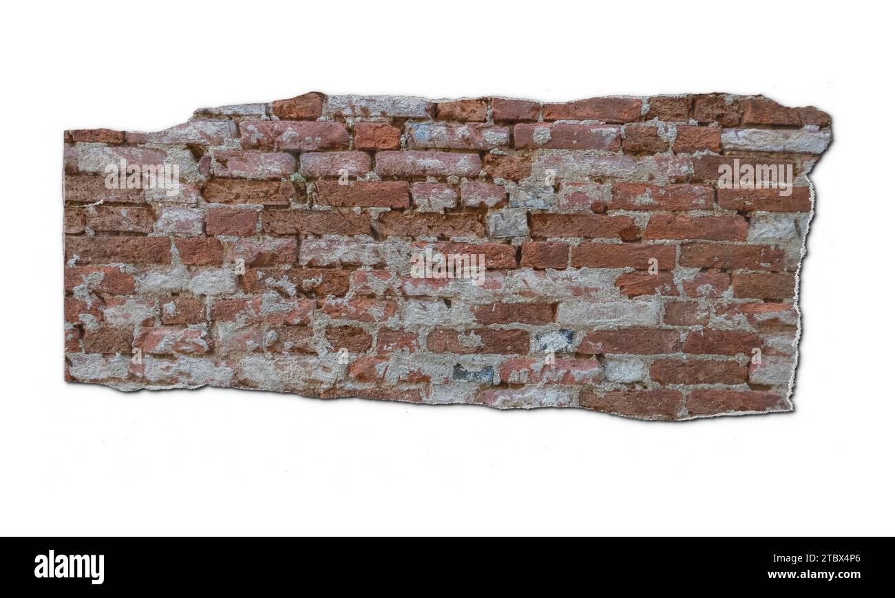 red brick wall rectangle sample cutout pink horizontal retro ancient vintage texture background Stock Photo