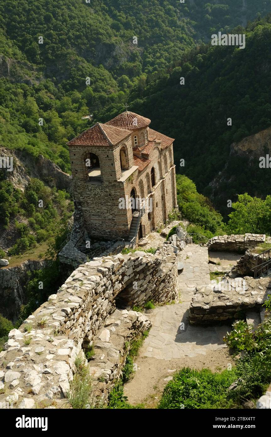 Medieval Fortress Asen, in Bulgaria, is an antique and heritage stronghold fortification on a rock. Stock Photo
