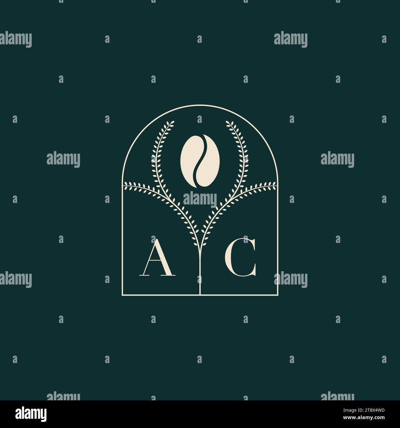 AC Unique and simple logo design combination of letters and coffee bean Stock Vector