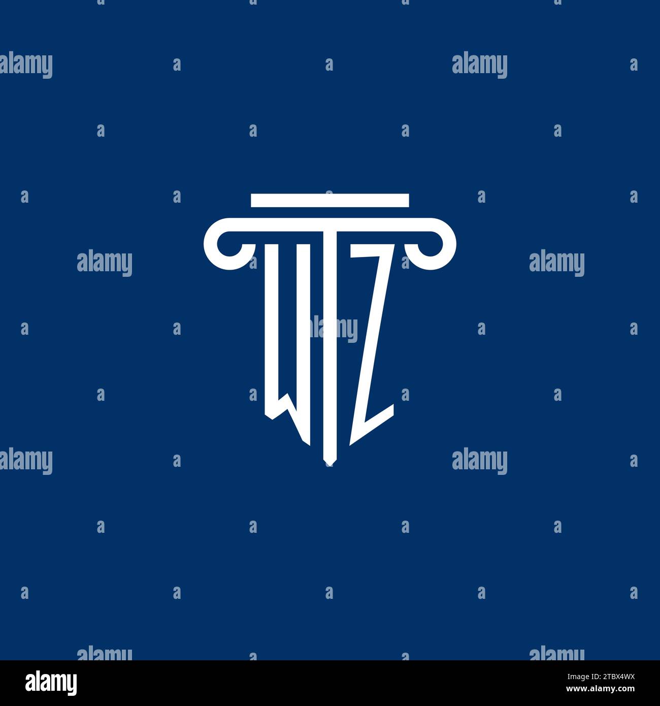 WZ initial logo monogram with simple pillar icon design Stock Vector