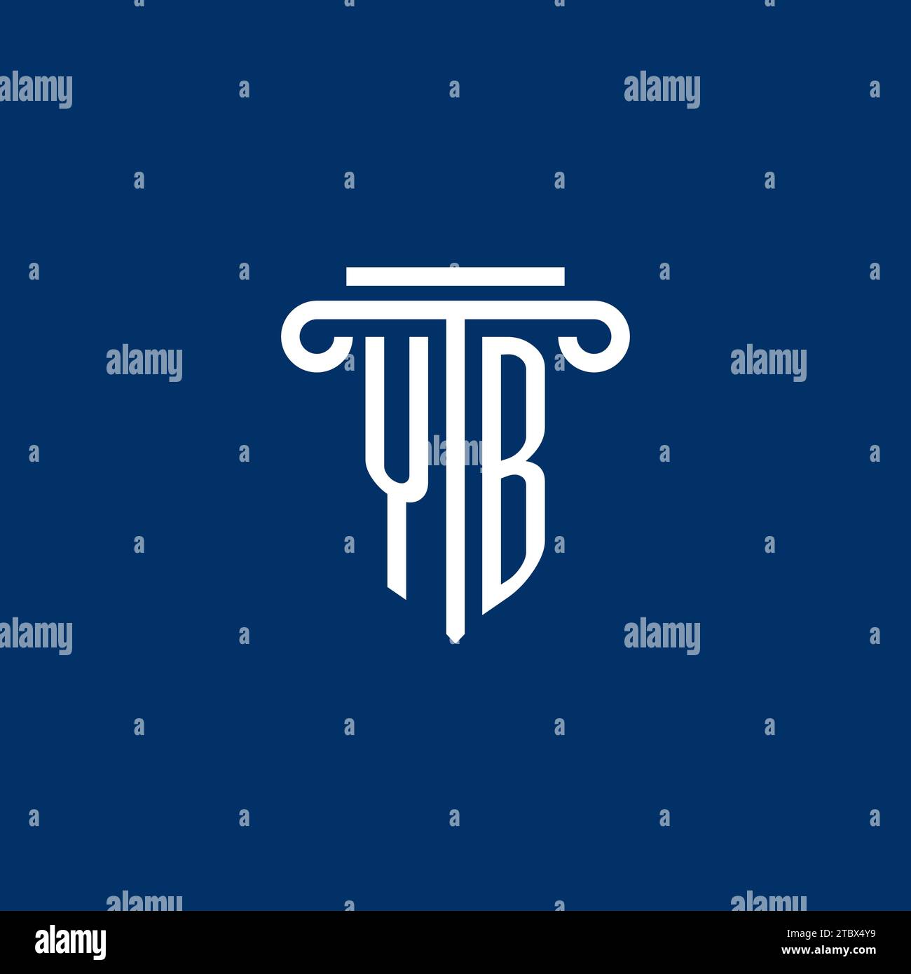 YB initial logo monogram with simple pillar icon design Stock Vector