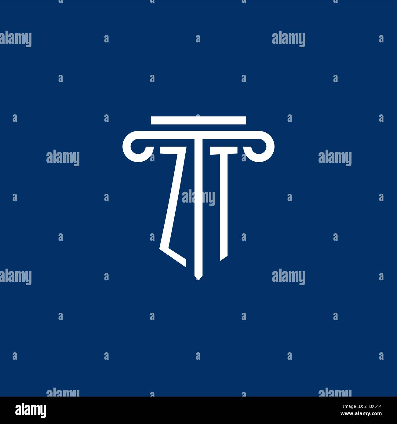 ZT initial logo monogram with simple pillar icon design Stock Vector ...