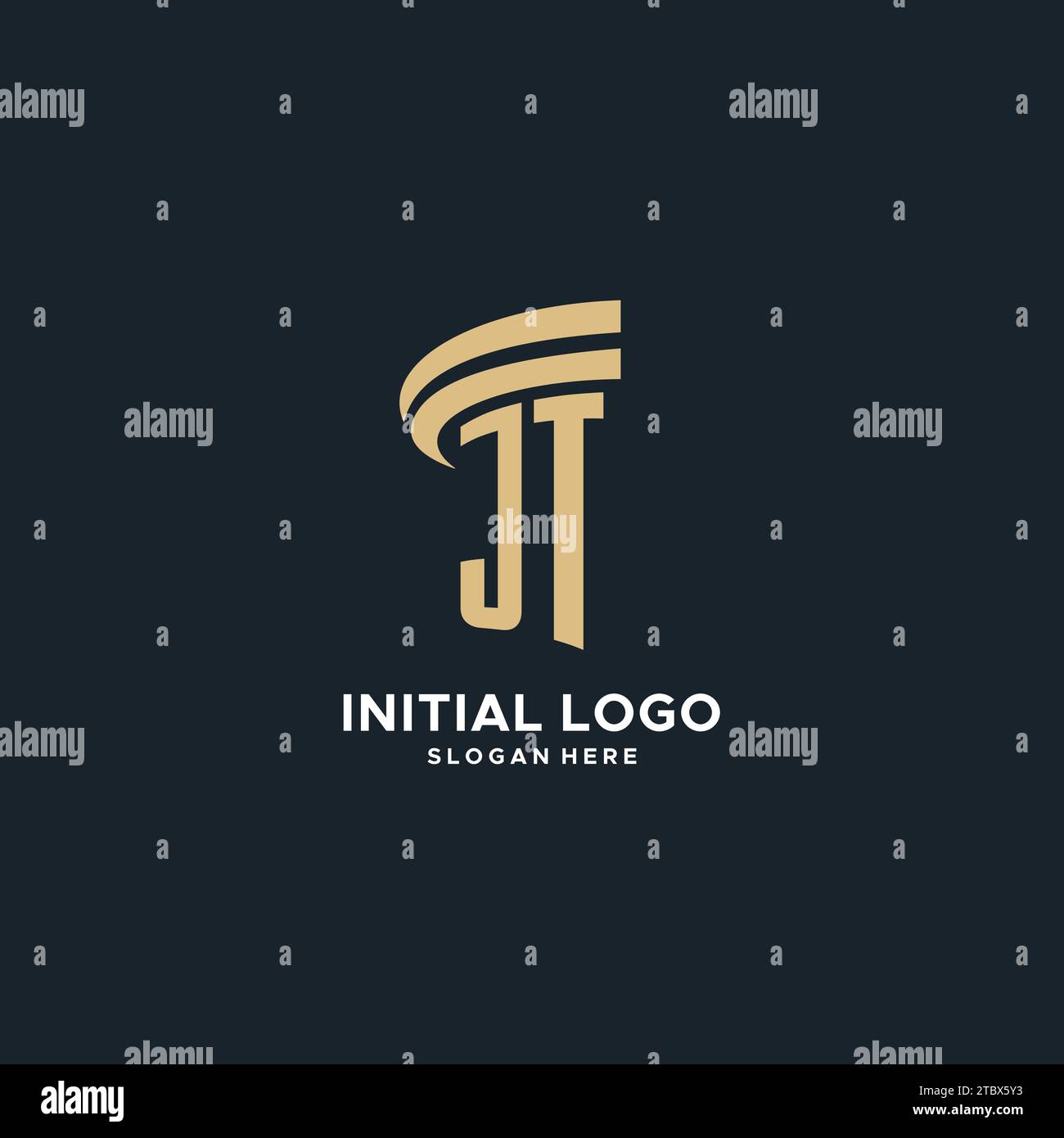JT monogram with pillar icon design, luxury and modern legal logo ...