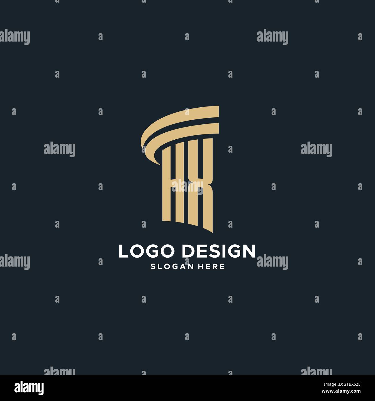 HX monogram with pillar icon design, luxury and modern legal logo ...