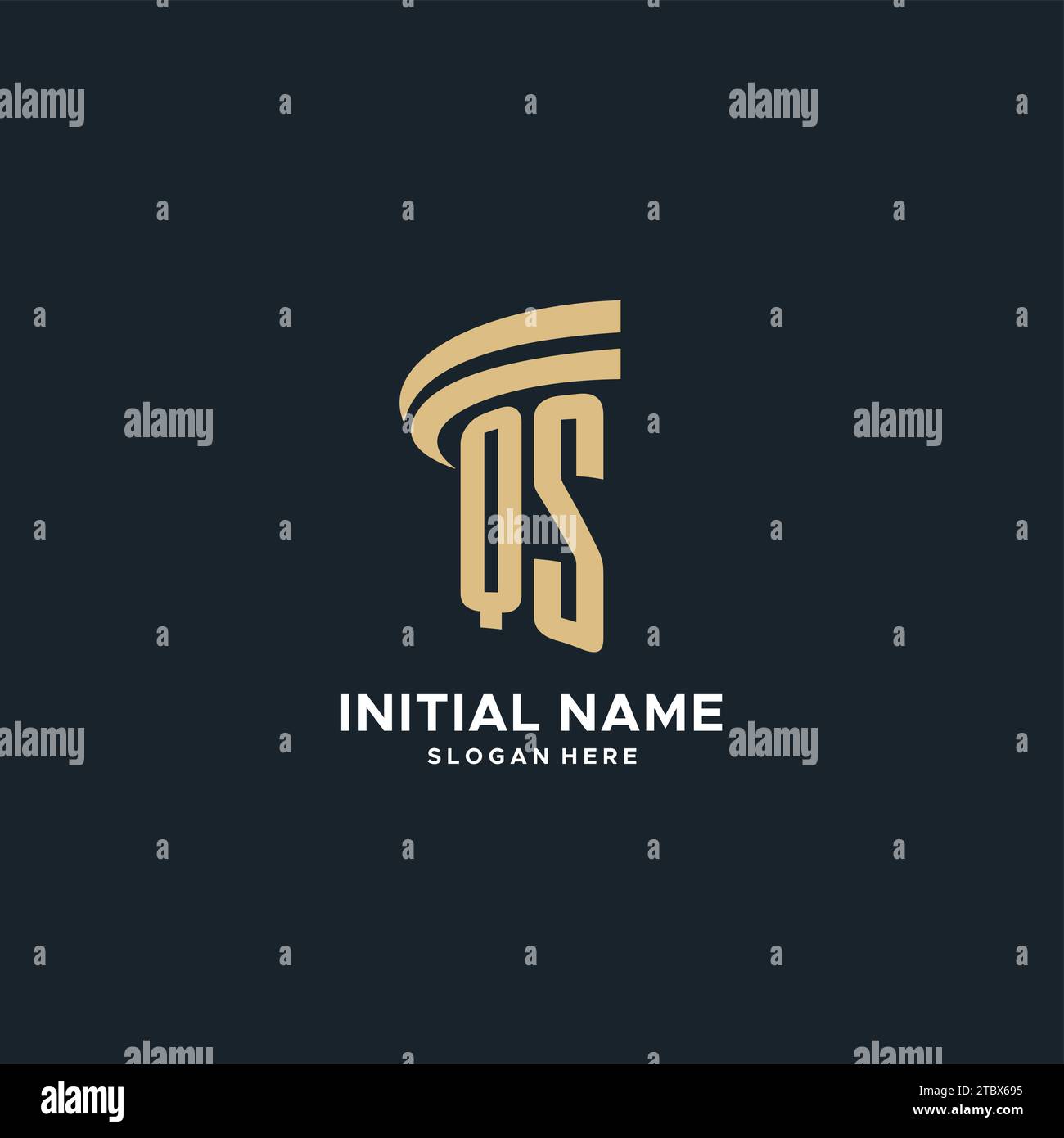 QS monogram with pillar icon design, luxury and modern legal logo design ideas vector graphic Stock Vector