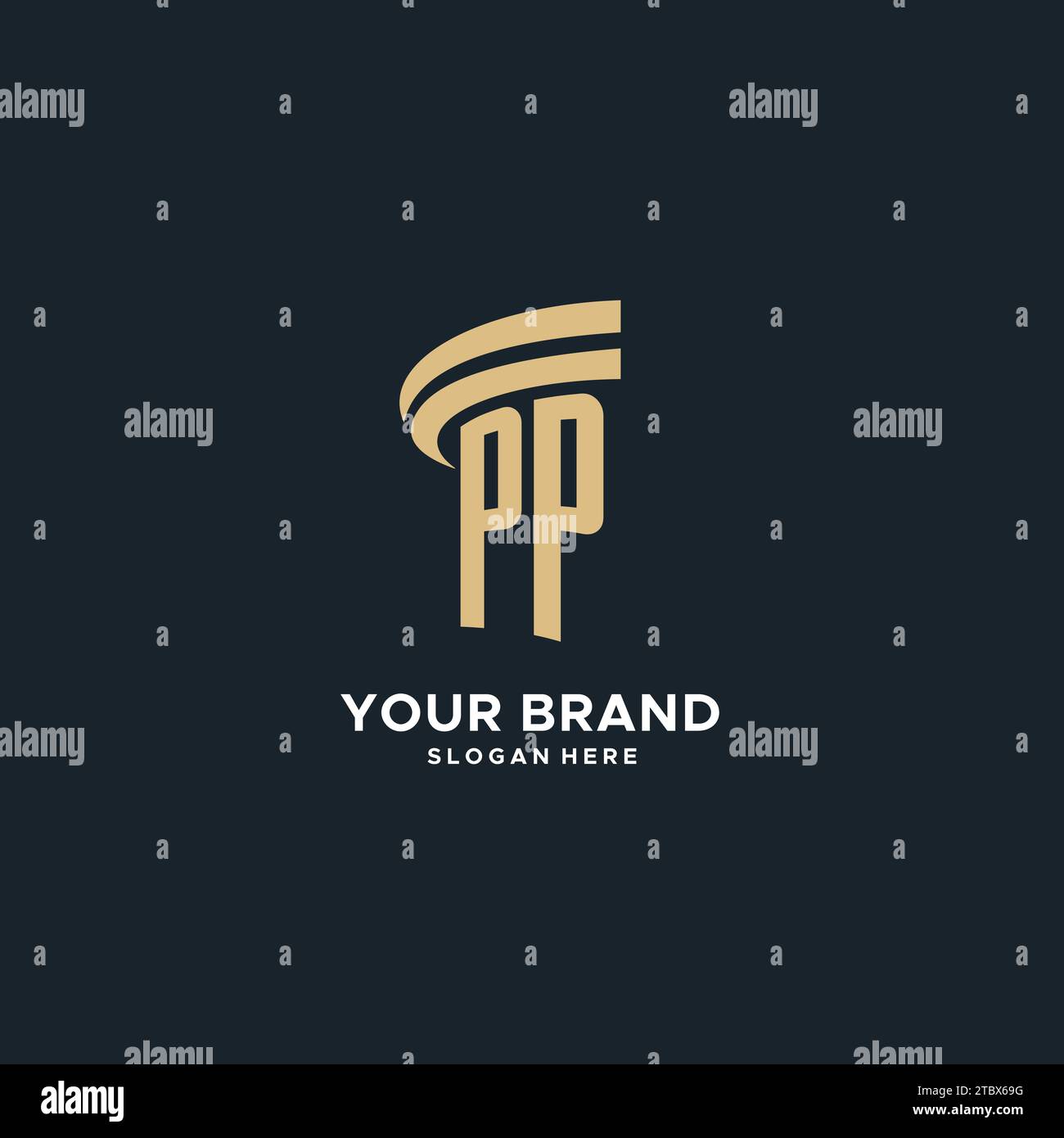 PP monogram with pillar icon design, luxury and modern legal logo design ideas vector graphic Stock Vector