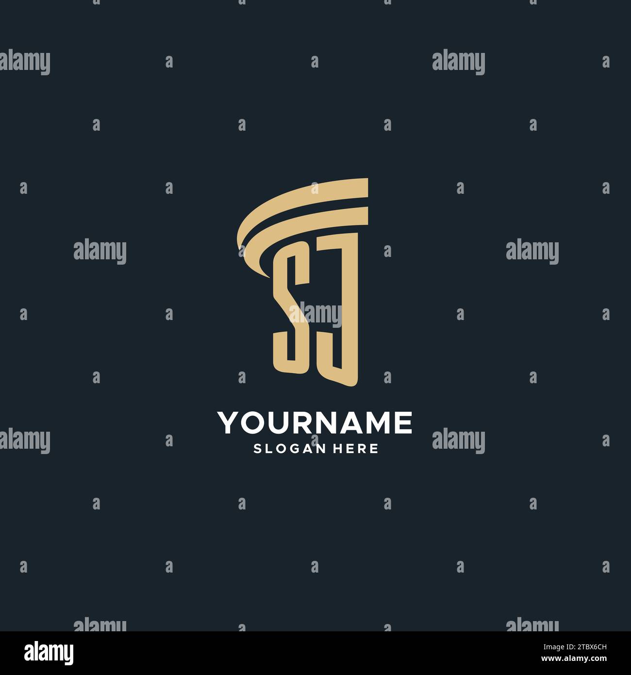 SJ monogram with pillar icon design, luxury and modern legal logo design ideas vector graphic Stock Vector