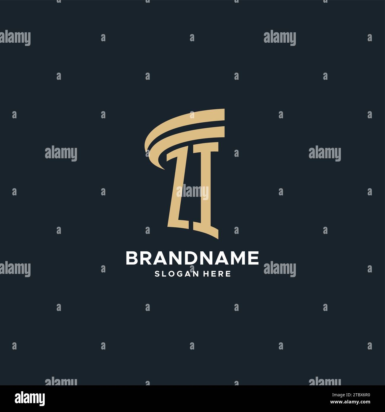 ZI monogram with pillar icon design, luxury and modern legal logo ...