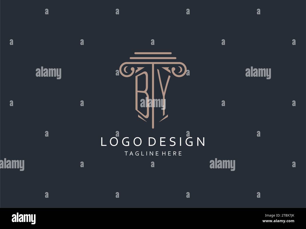 BY monogram logo with pillar shape icon, luxury and elegant design logo for law firm initial style logo design ideas Stock Vector