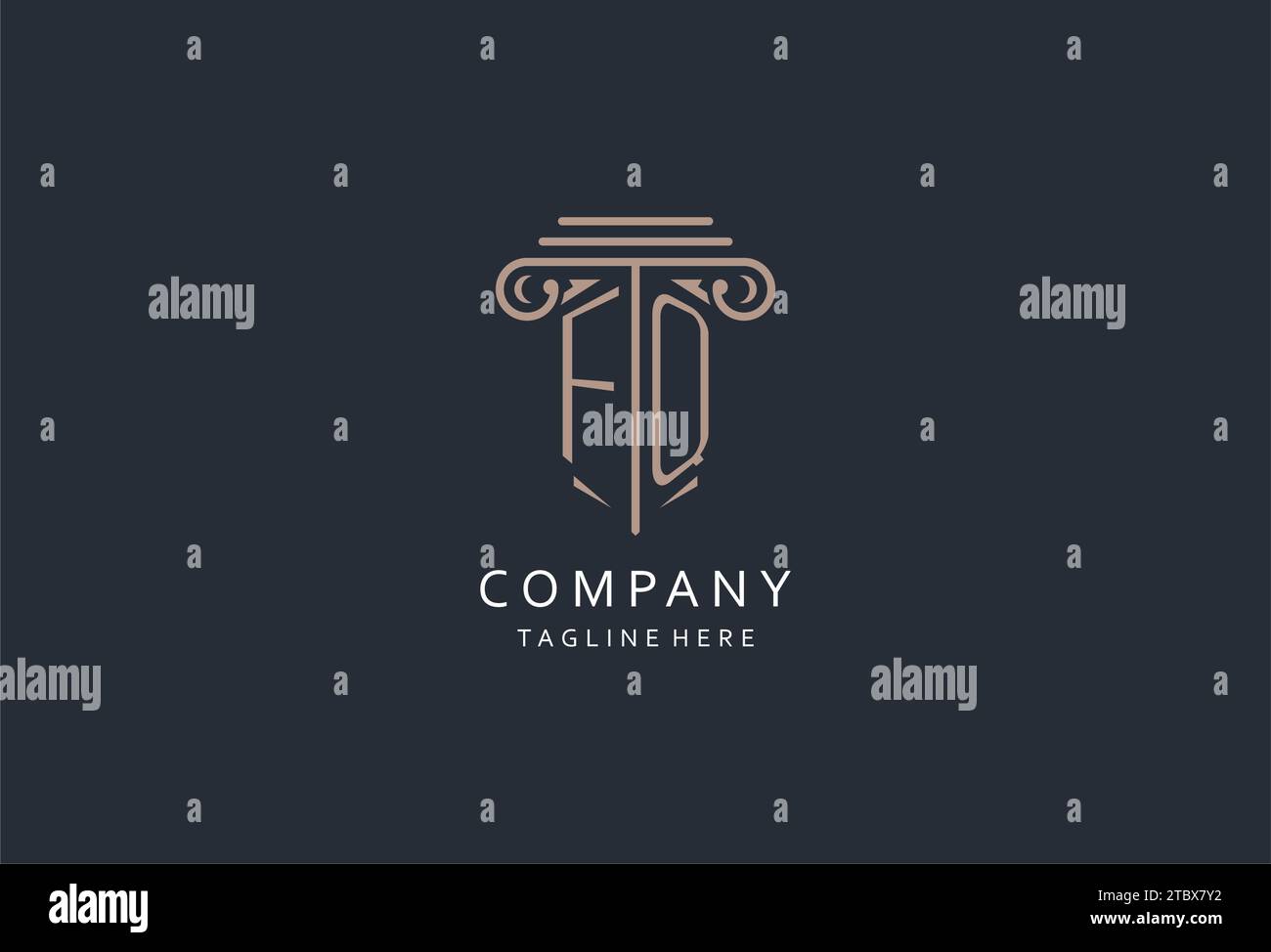 FQ monogram logo with pillar shape icon, luxury and elegant design logo ...