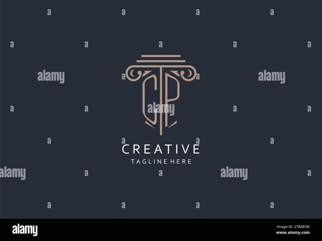 CP monogram logo with pillar shape icon, luxury and elegant design logo ...