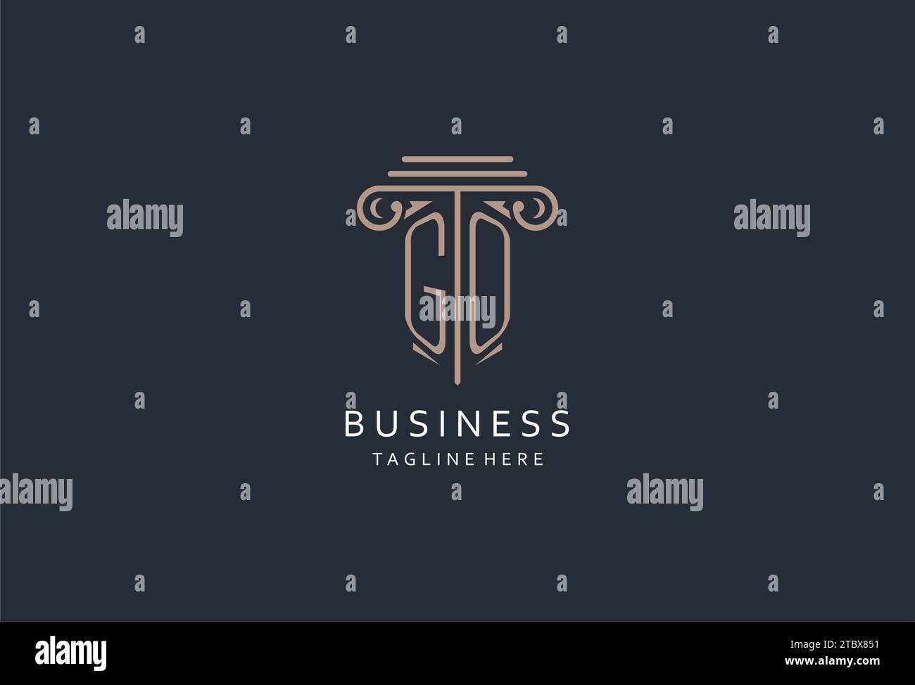 GO monogram logo with pillar shape icon, luxury and elegant design logo ...