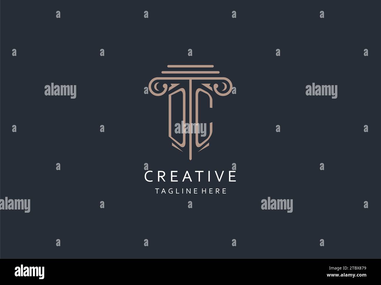 DC monogram logo with pillar shape icon, luxury and elegant design logo ...