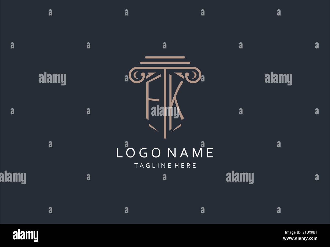 FK monogram logo with pillar shape icon, luxury and elegant design logo ...