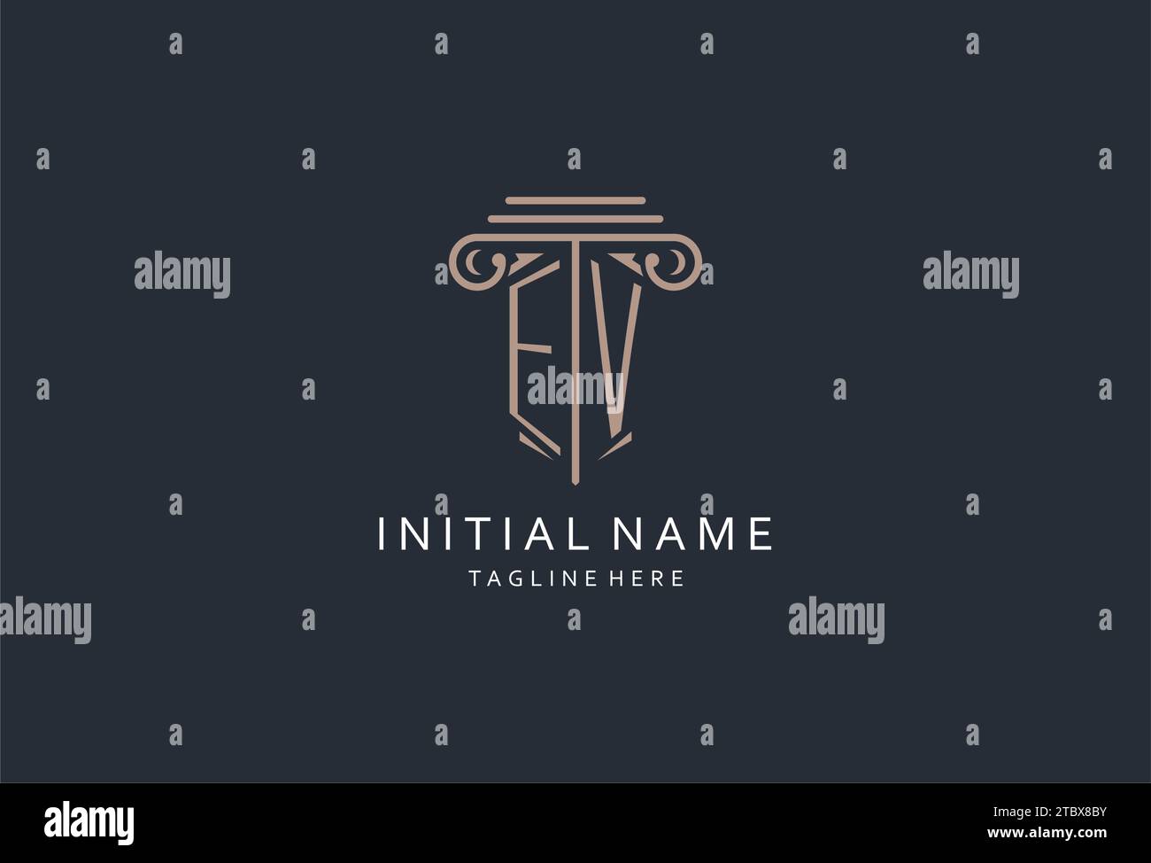 EV monogram logo with pillar shape icon, luxury and elegant design logo ...