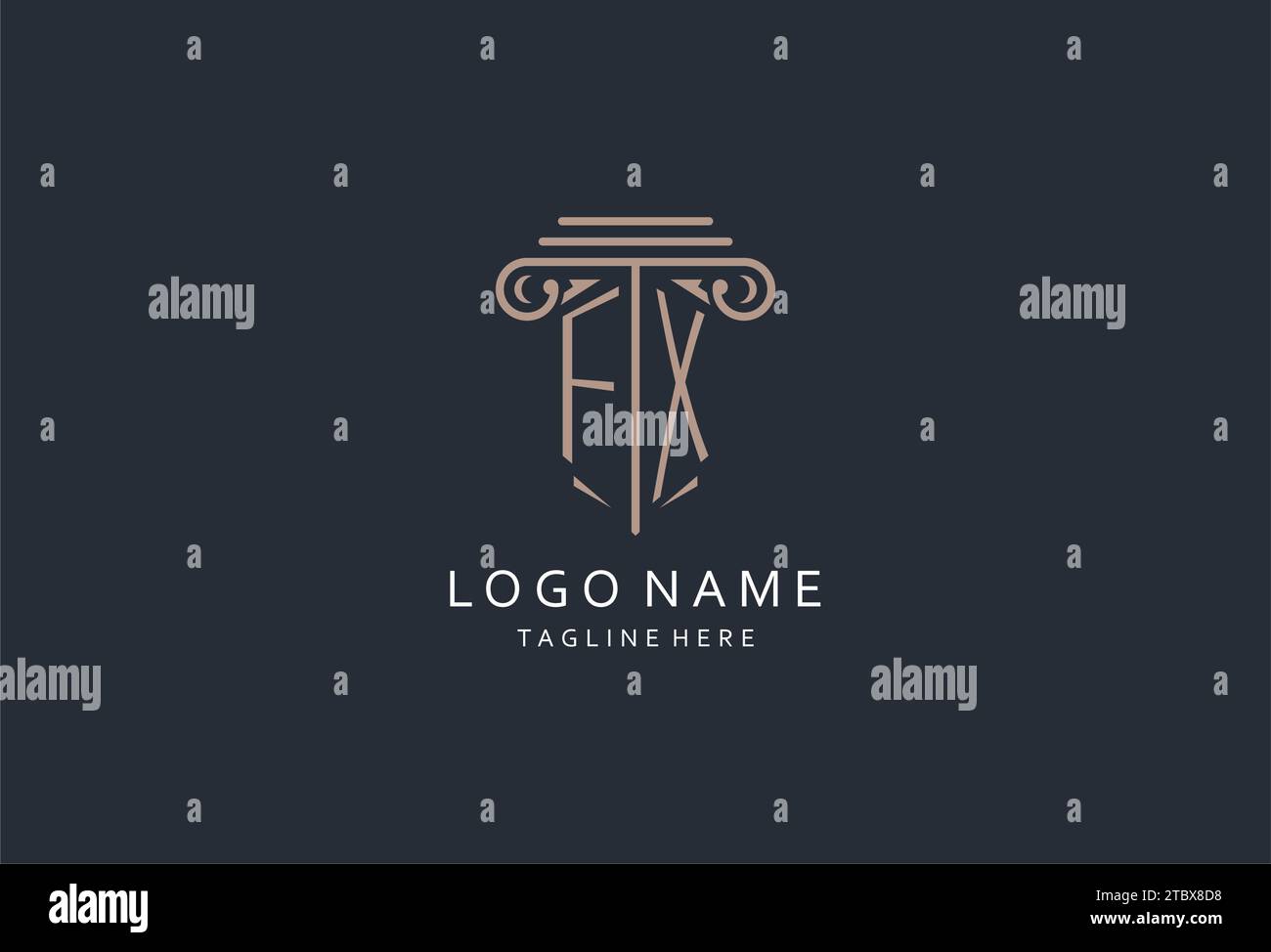 FX monogram logo with pillar shape icon, luxury and elegant design logo ...