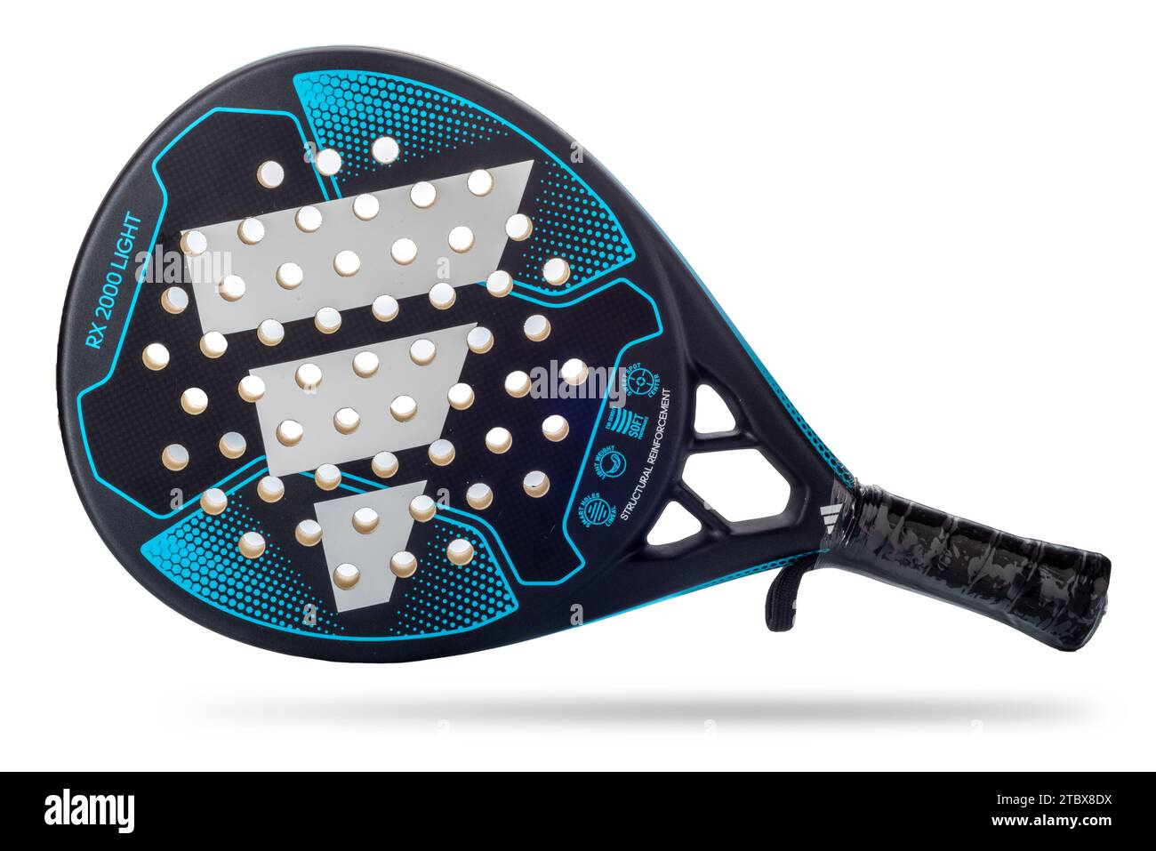Italy - June 23, 2023: Adidas paddle racket, padel tennis racket isolated on white Stock Photo
