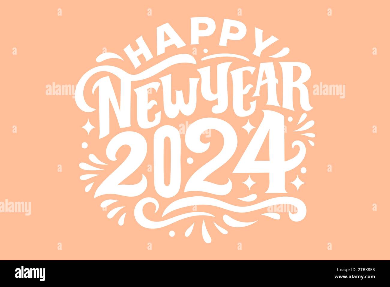 Happy new year 2024 design. Pantone color 2024 Peach Fuzz. Design for