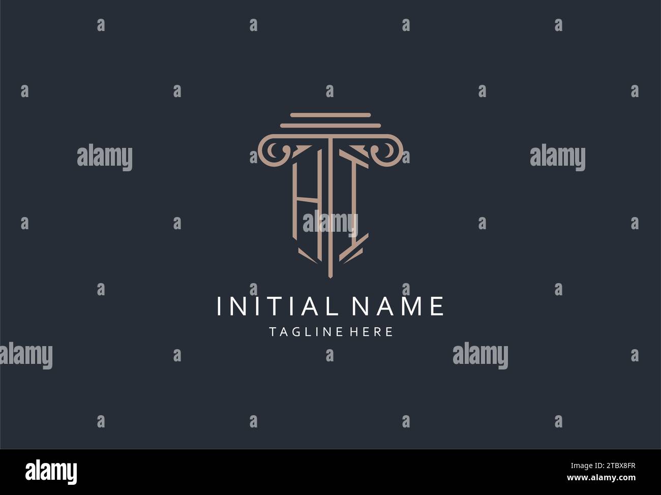 HI monogram logo with pillar shape icon, luxury and elegant design logo ...