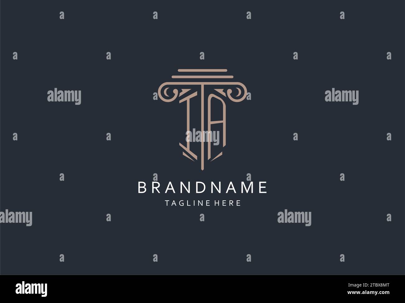 IA monogram logo with pillar shape icon, luxury and elegant design logo ...