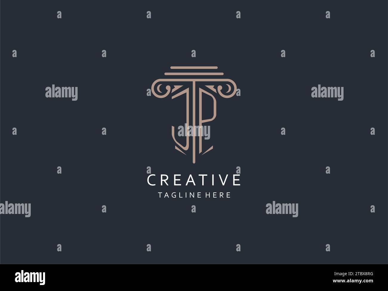 JP monogram logo with pillar shape icon, luxury and elegant design logo ...