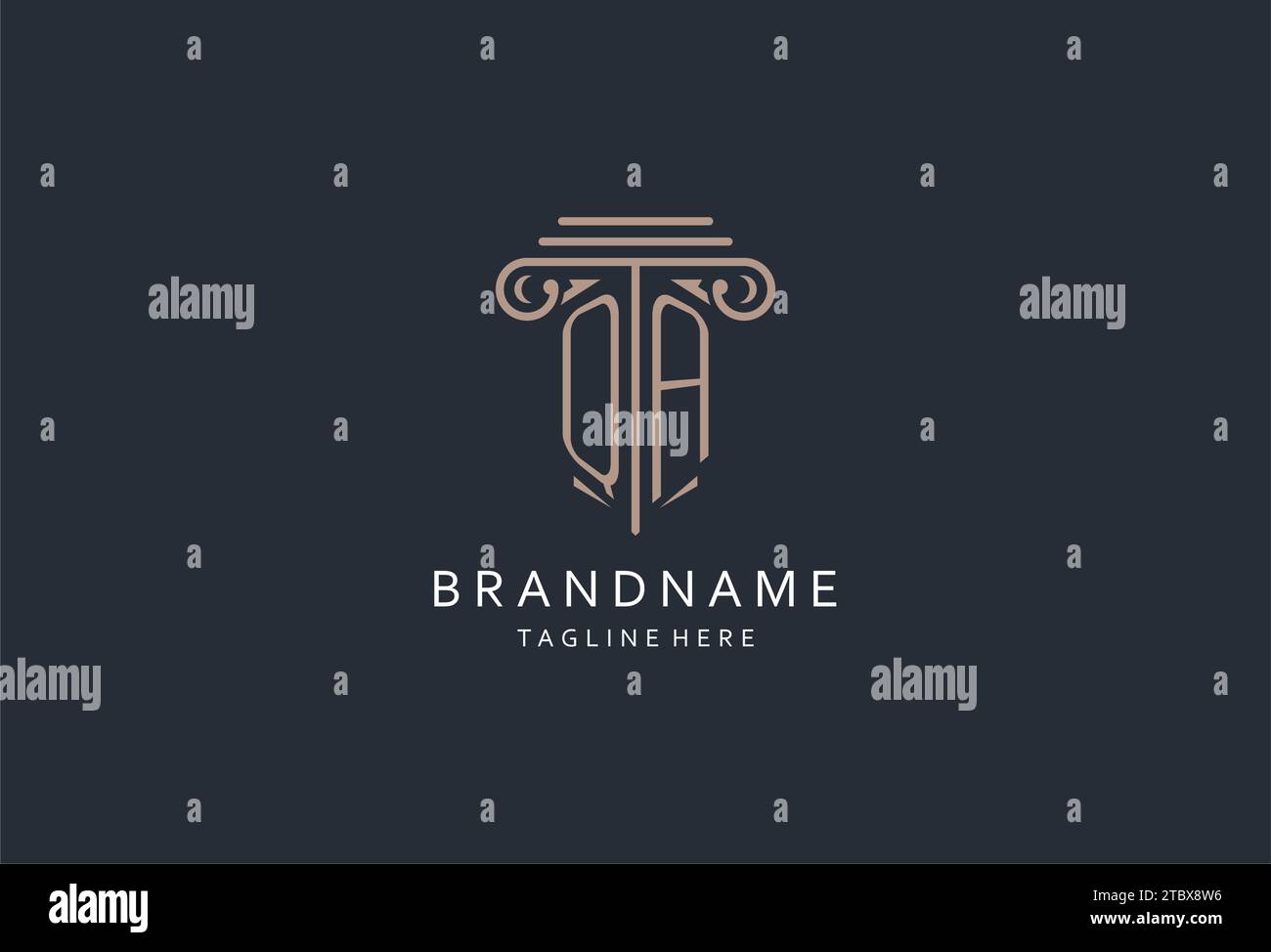 QA monogram logo with pillar shape icon, luxury and elegant design logo ...