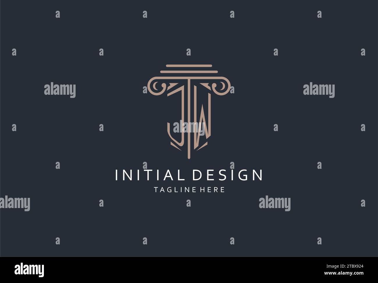 JW monogram logo with pillar shape icon, luxury and elegant design logo ...