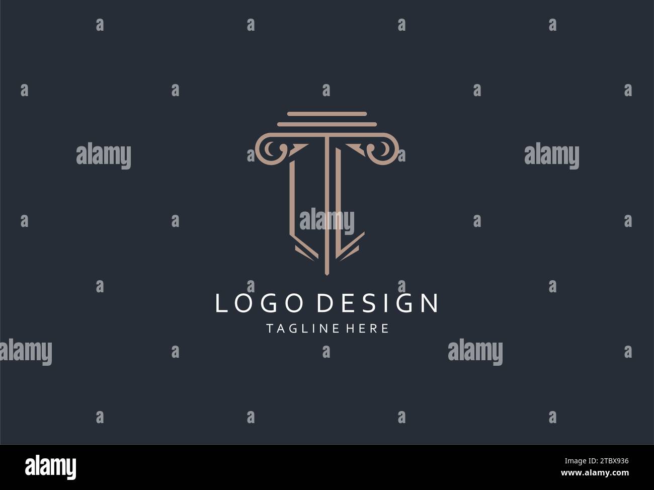 LL monogram logo with pillar shape icon, luxury and elegant design logo ...