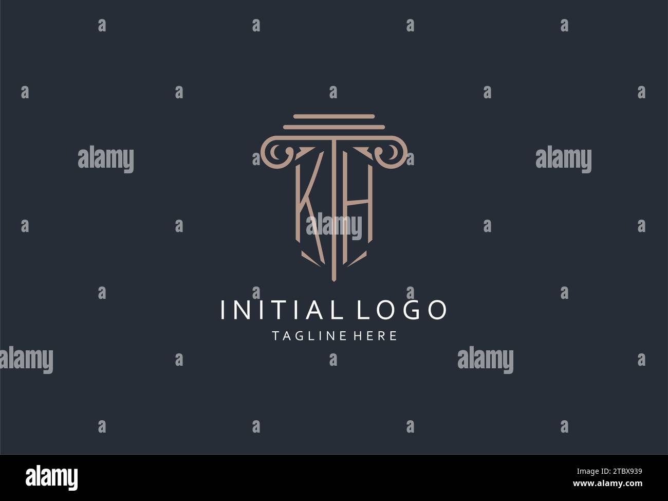 KH monogram logo with pillar shape icon, luxury and elegant design logo ...