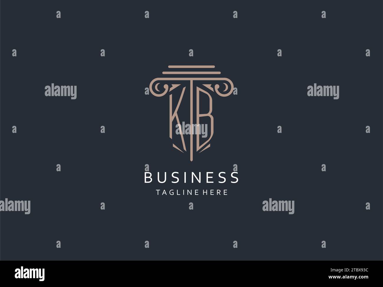 KB monogram logo with pillar shape icon, luxury and elegant design logo ...