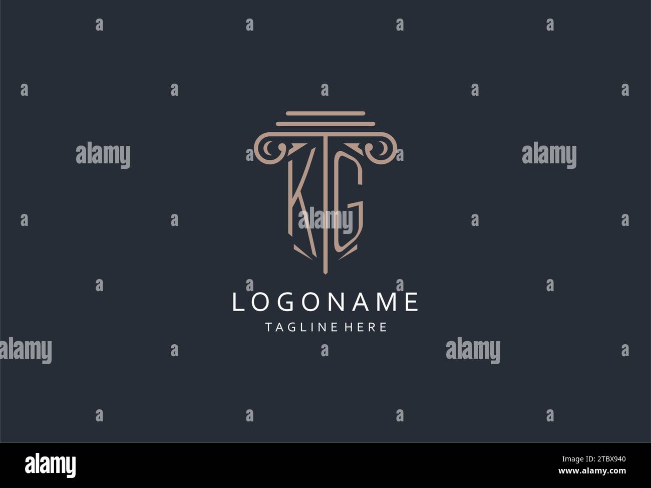 KG monogram logo with pillar shape icon, luxury and elegant design logo ...