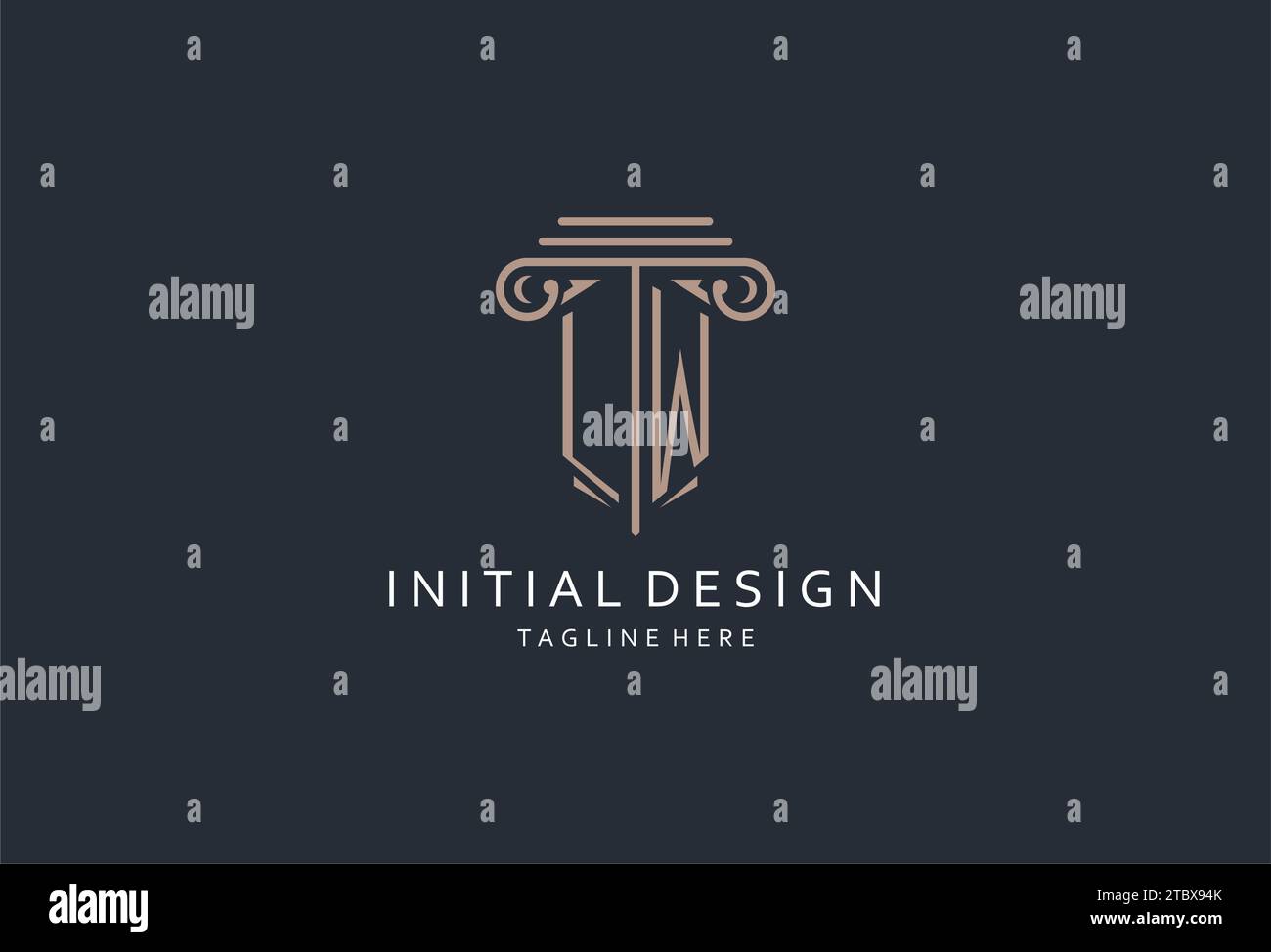 LW monogram logo with pillar shape icon, luxury and elegant design logo ...