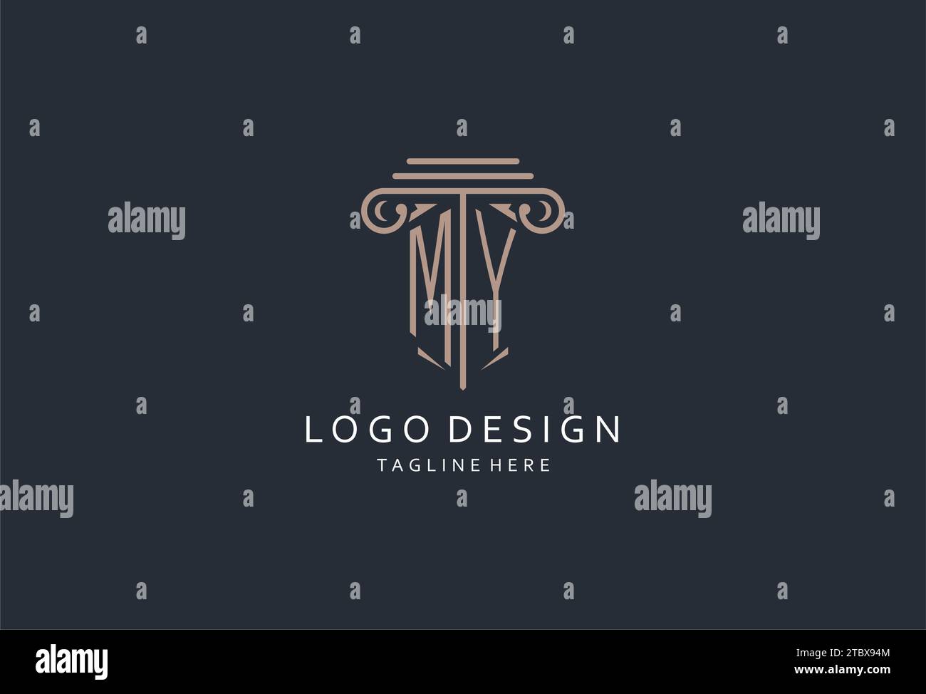 MY monogram logo with pillar shape icon, luxury and elegant design logo ...