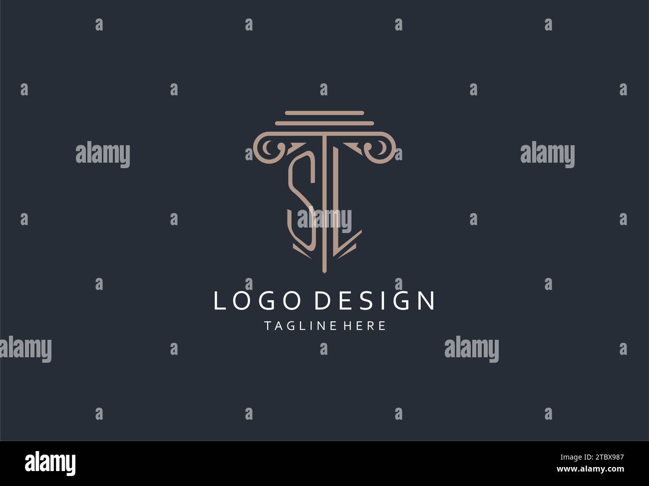 SL monogram logo with pillar shape icon, luxury and elegant design logo ...