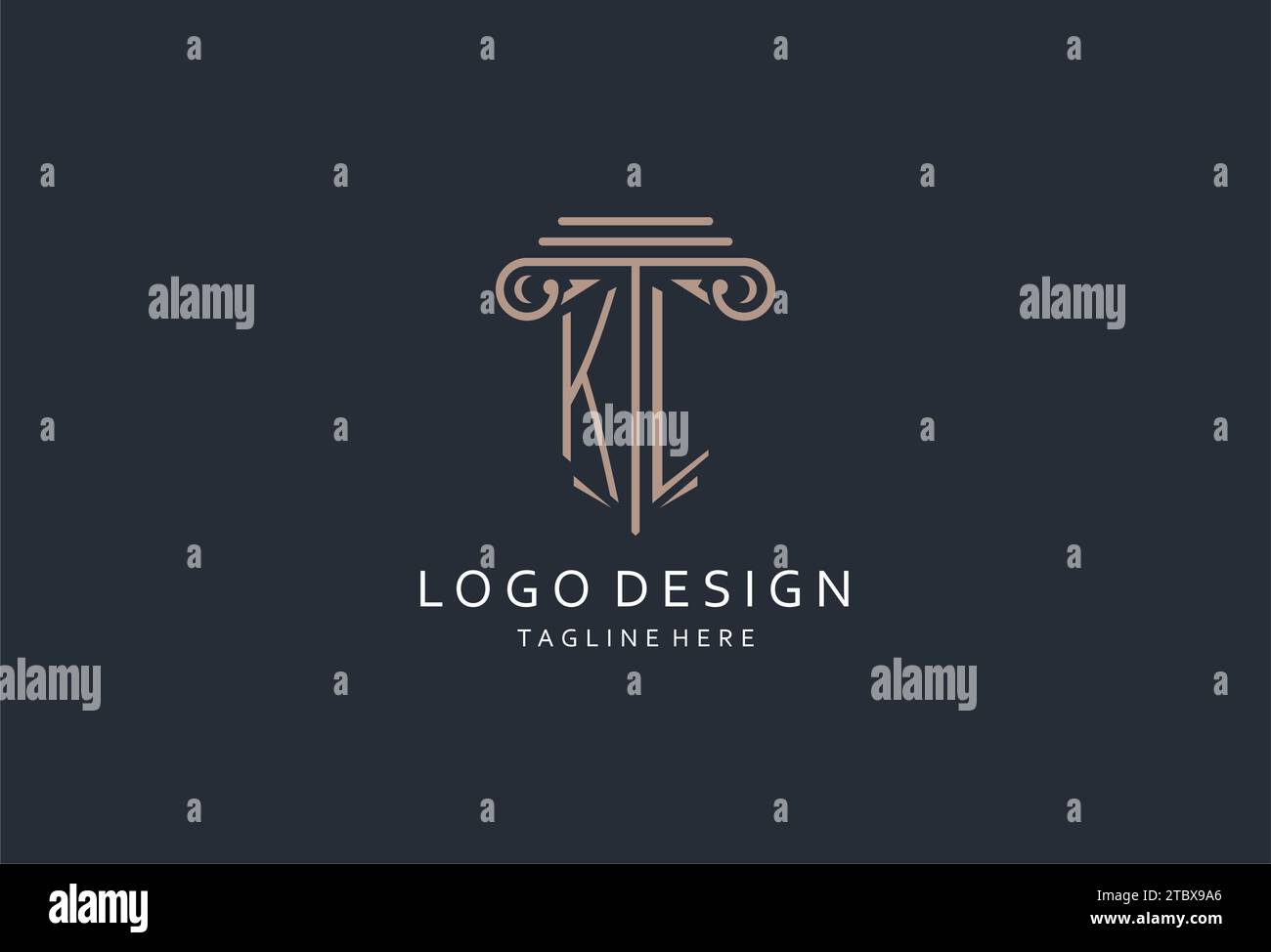KL monogram logo with pillar shape icon, luxury and elegant design logo ...