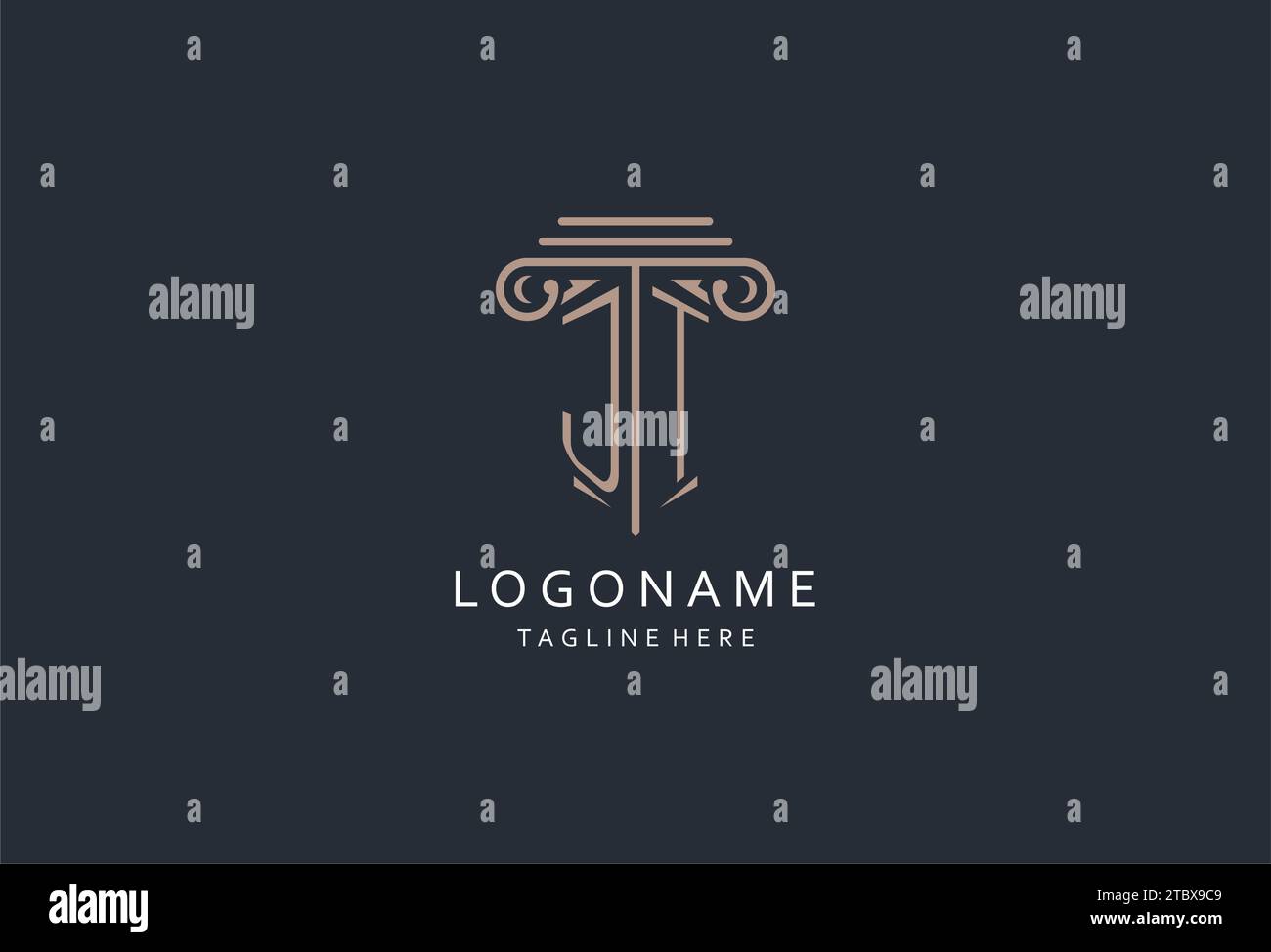 JT monogram logo with pillar shape icon, luxury and elegant design logo ...