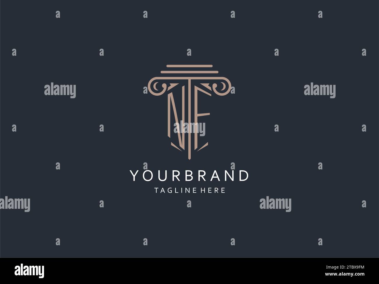 NF monogram logo with pillar shape icon, luxury and elegant design logo ...